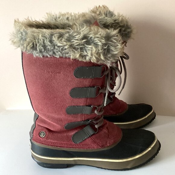 Northside Kathmandu Women Snow Red Suede Boots Size 10 Insulated Waterproof - Picture 2 of 15